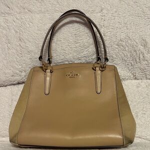 Vintage Coach Beige Leather and Suede Shoulder Bag
